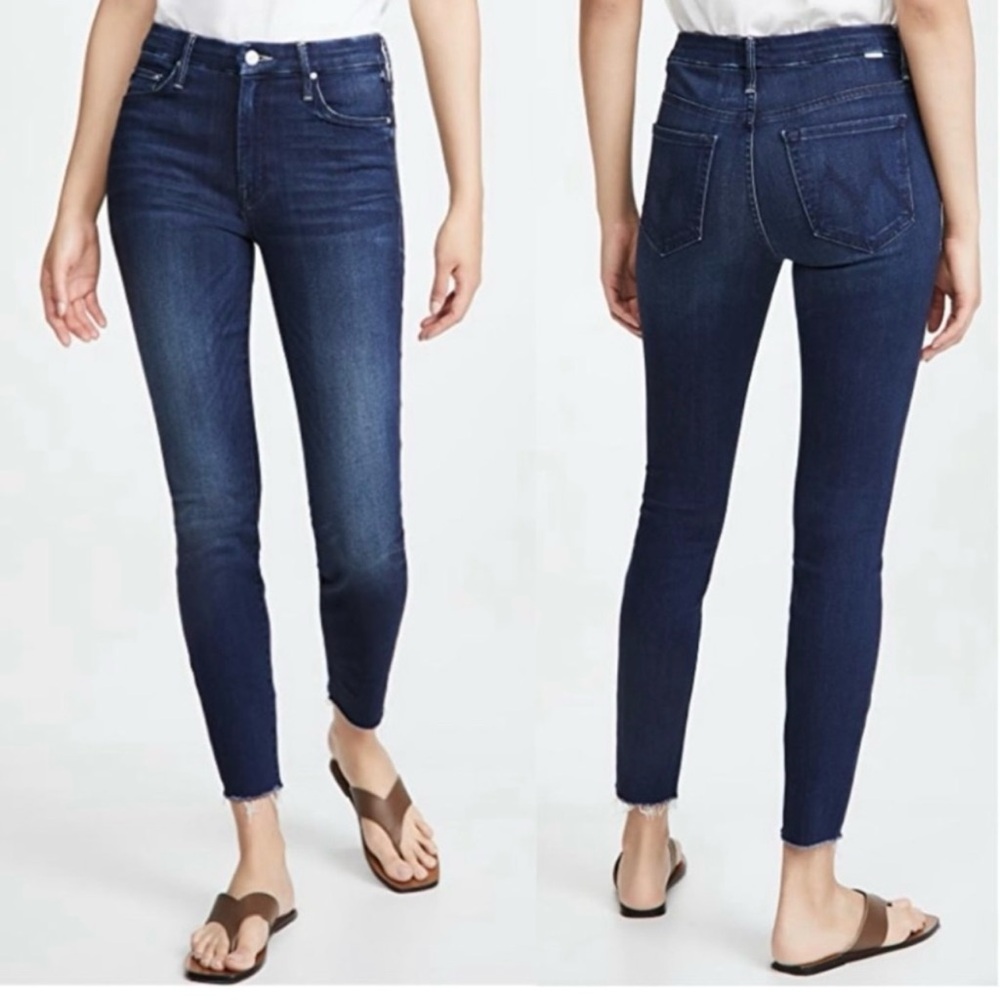 MOTHER Dark Blue Ankle & Cropped Jeans